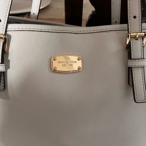 Michael Kors White Leather Snakeskin Tote Bag